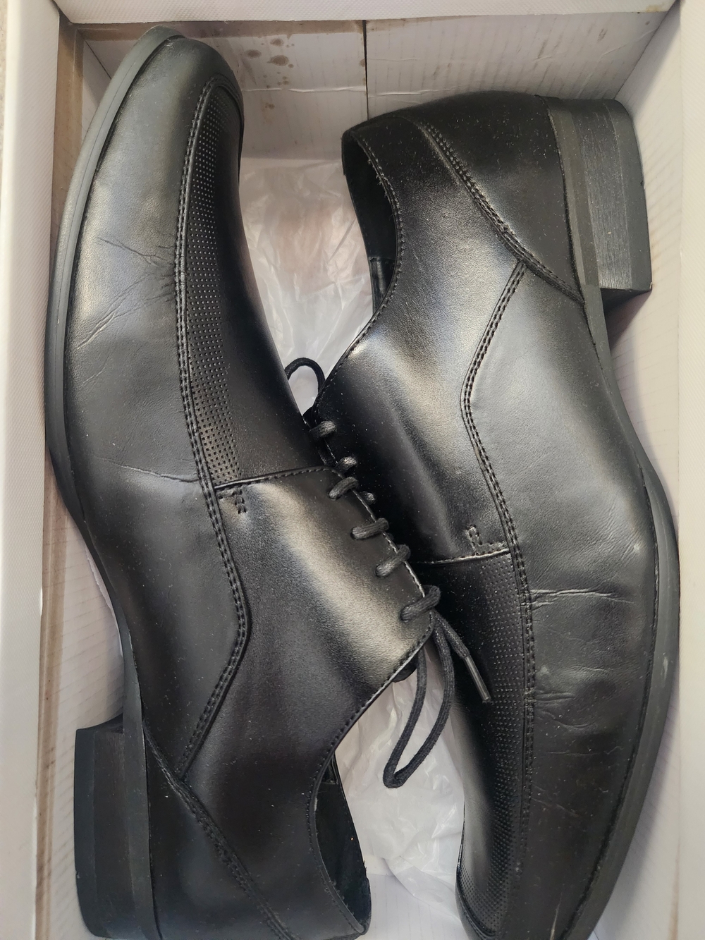 Steve Madden Men's Black Leather Lace-Up Oxfords